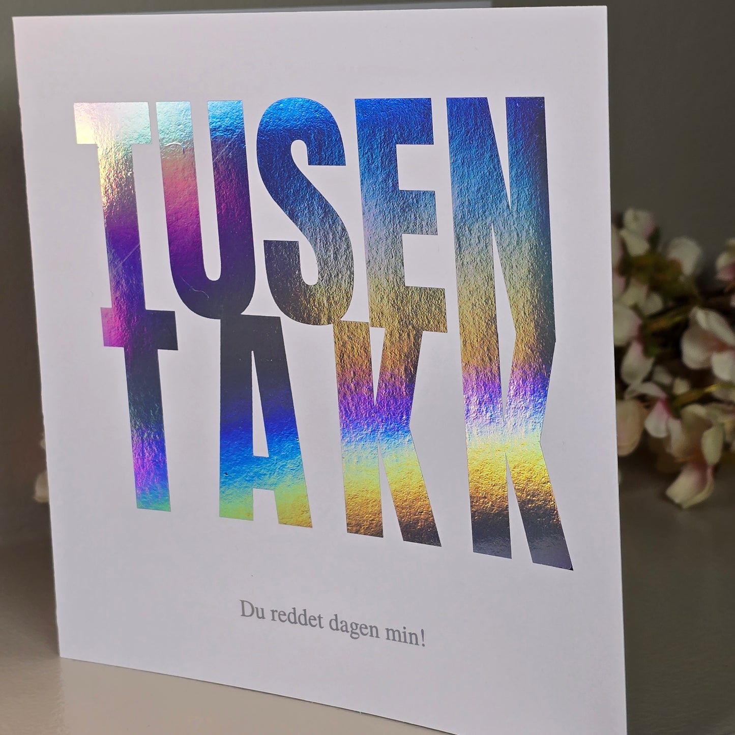 Kort - Tusen takk med personlig hilsen i folie