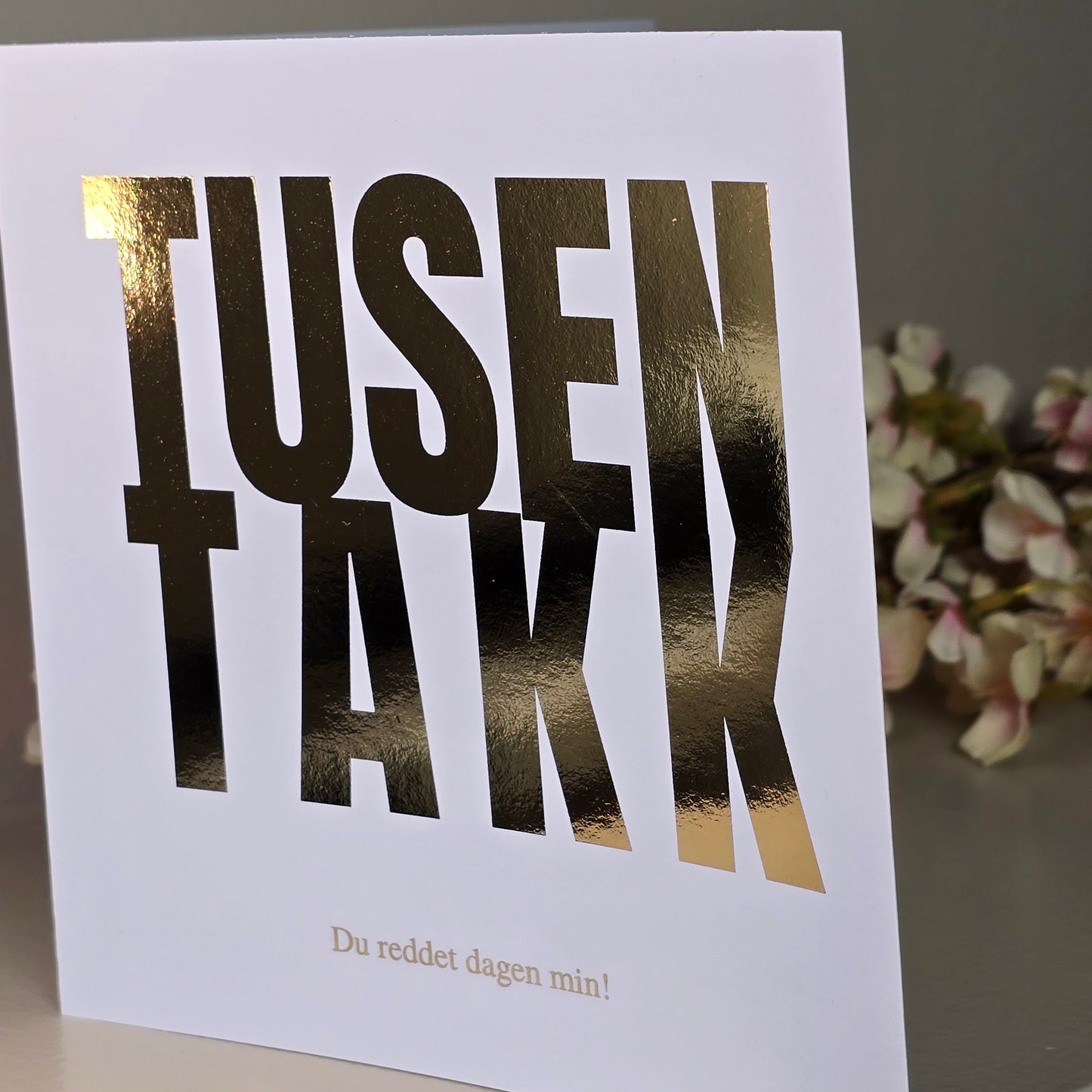 Kort - Tusen takk med personlig hilsen i folie