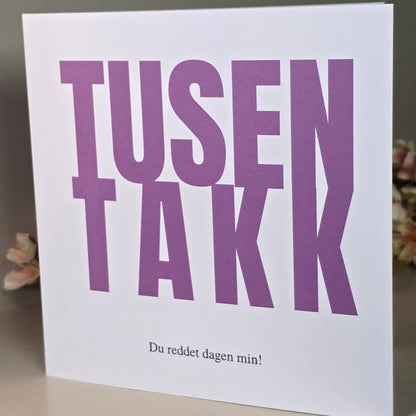 Kort - Tusen takk med personlig hilsen