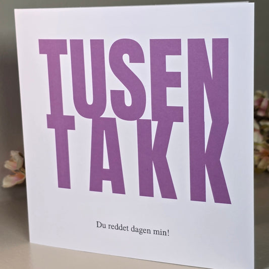 Kort - Tusen takk med personlig hilsen