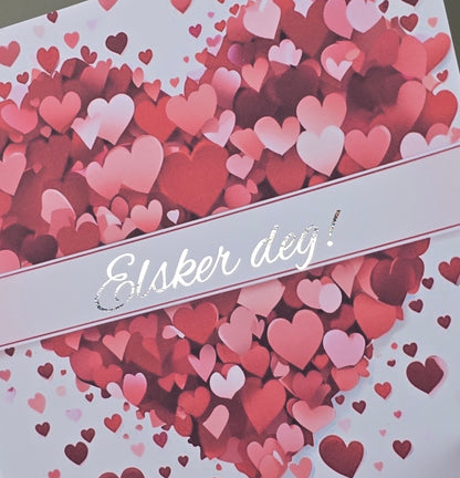 Valentineskort med valgfri tekst i gullfolie - hjerte