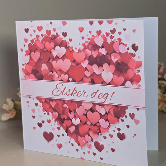 Valentineskort med valgfri tekst - hjerte