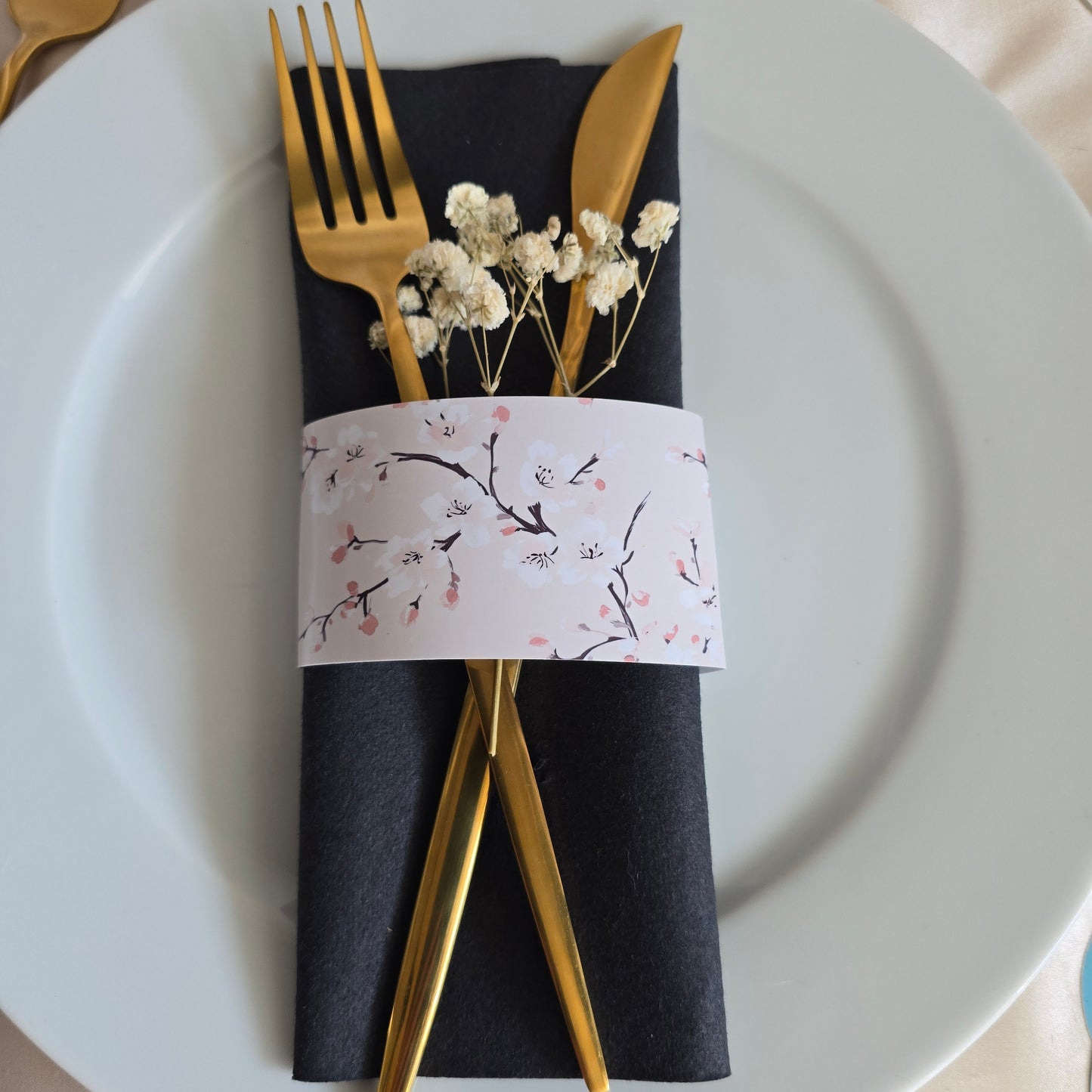 Serviettbånd med kirsebærgren motiv