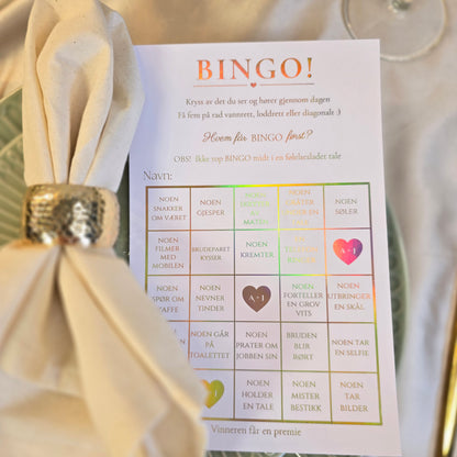 Bryllupsbingo med skinnende folie