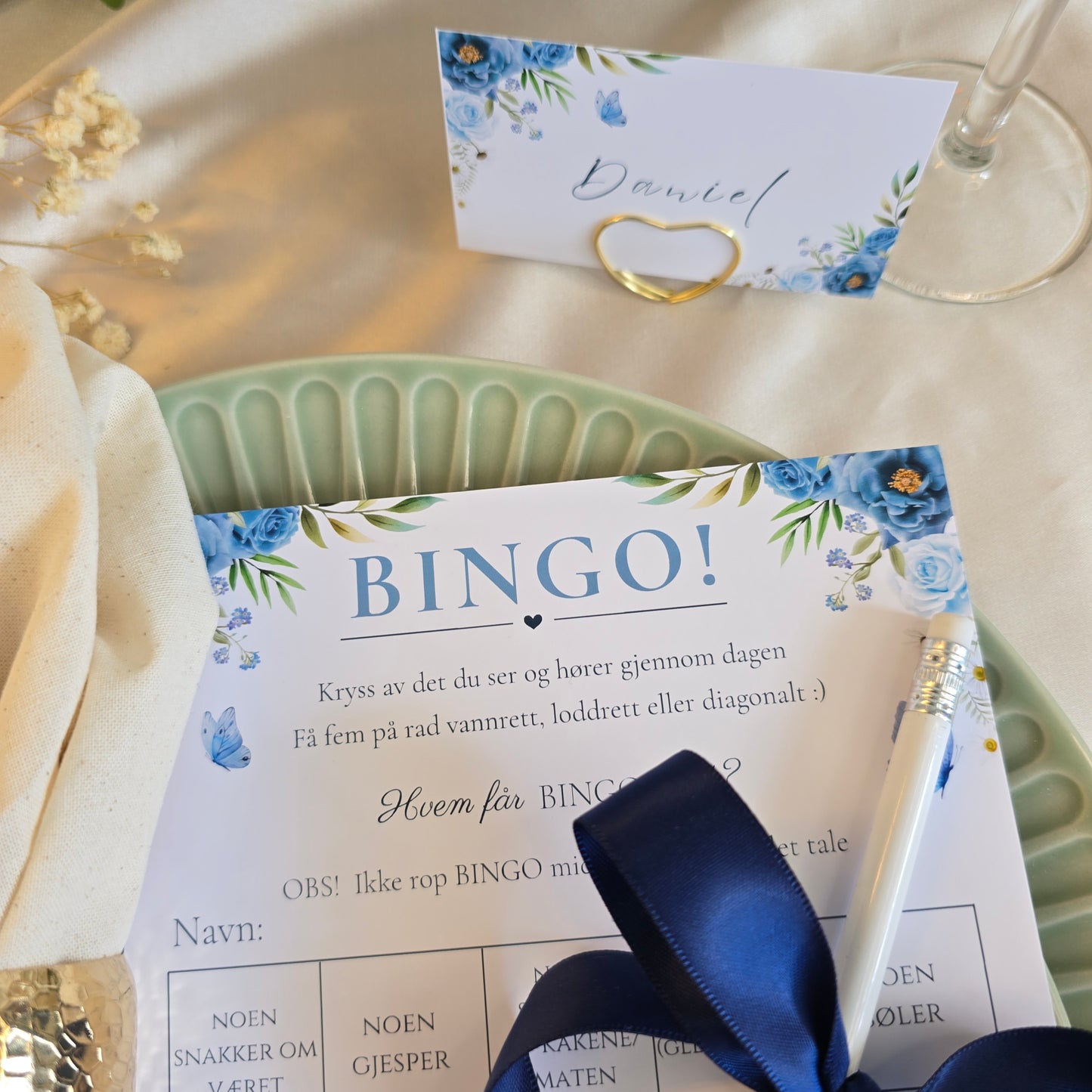 Bryllupsbingo med matchende bordkort