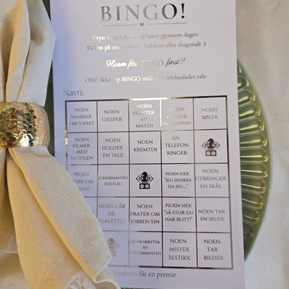 Bingokort med skinnende folie