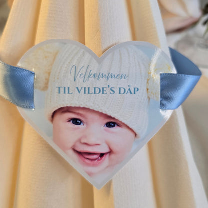 Velkomstkort med bilde til dåp- Hjerte