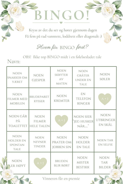 Bryllupsbingo - Hvit rose