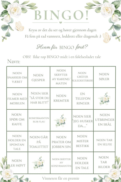 Konfirmasjonsbingo - Hvit rose