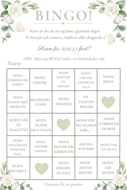 Bryllupsbingo - Hvit rose