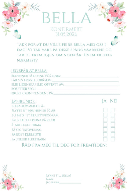 Spådomsark konfirmasjon - Sommerbris