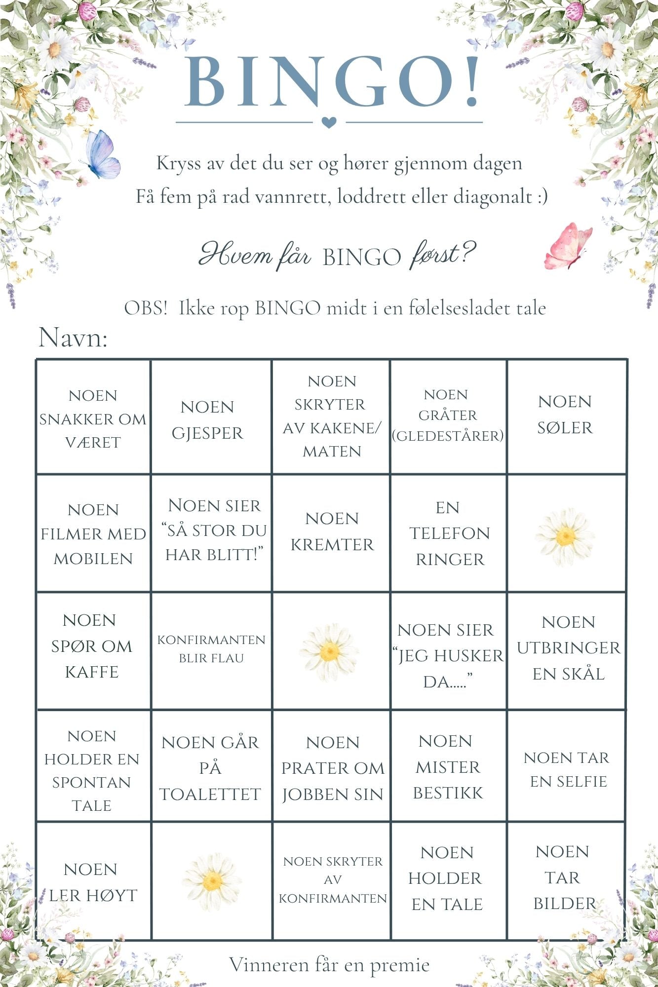 Konfirmasjonsbingo - Sommereng