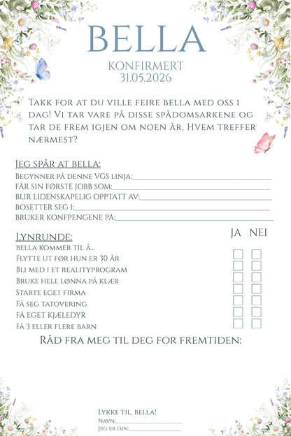 Spådomsark konfirmasjon - Sommereng