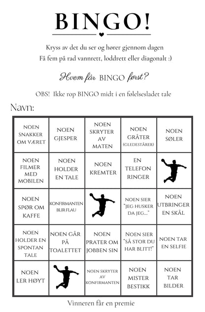 Konfirmasjonsbingo med figur og folie