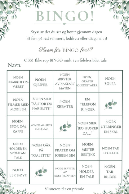 Konfirmasjonsbingo - Eukalyptus