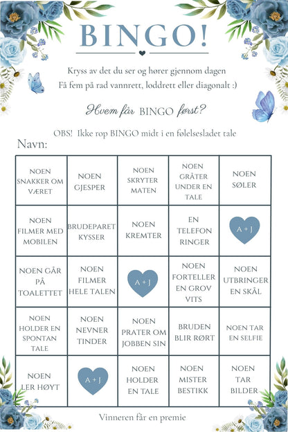 Bryllupsbingo - Blå rose