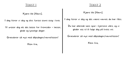 Personlig gratulasjonskort - dåp / navnefest for gutt