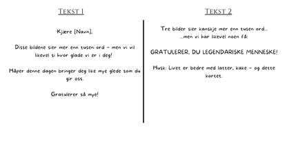 Gratulasjonskort med dine bilder