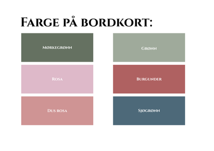 Menykort med bordkort - Margot
