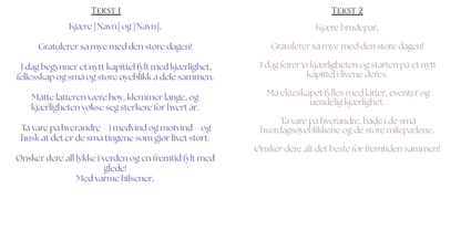 Gratulasjonskort bryllup lys blå – brudeparets navn med folie