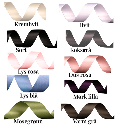 Satengbånd i flere farger selges metervis