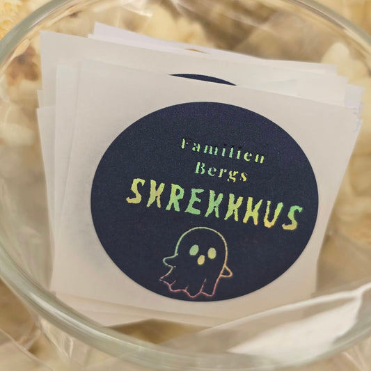 Personlig halloween klistremerke med spøkelse