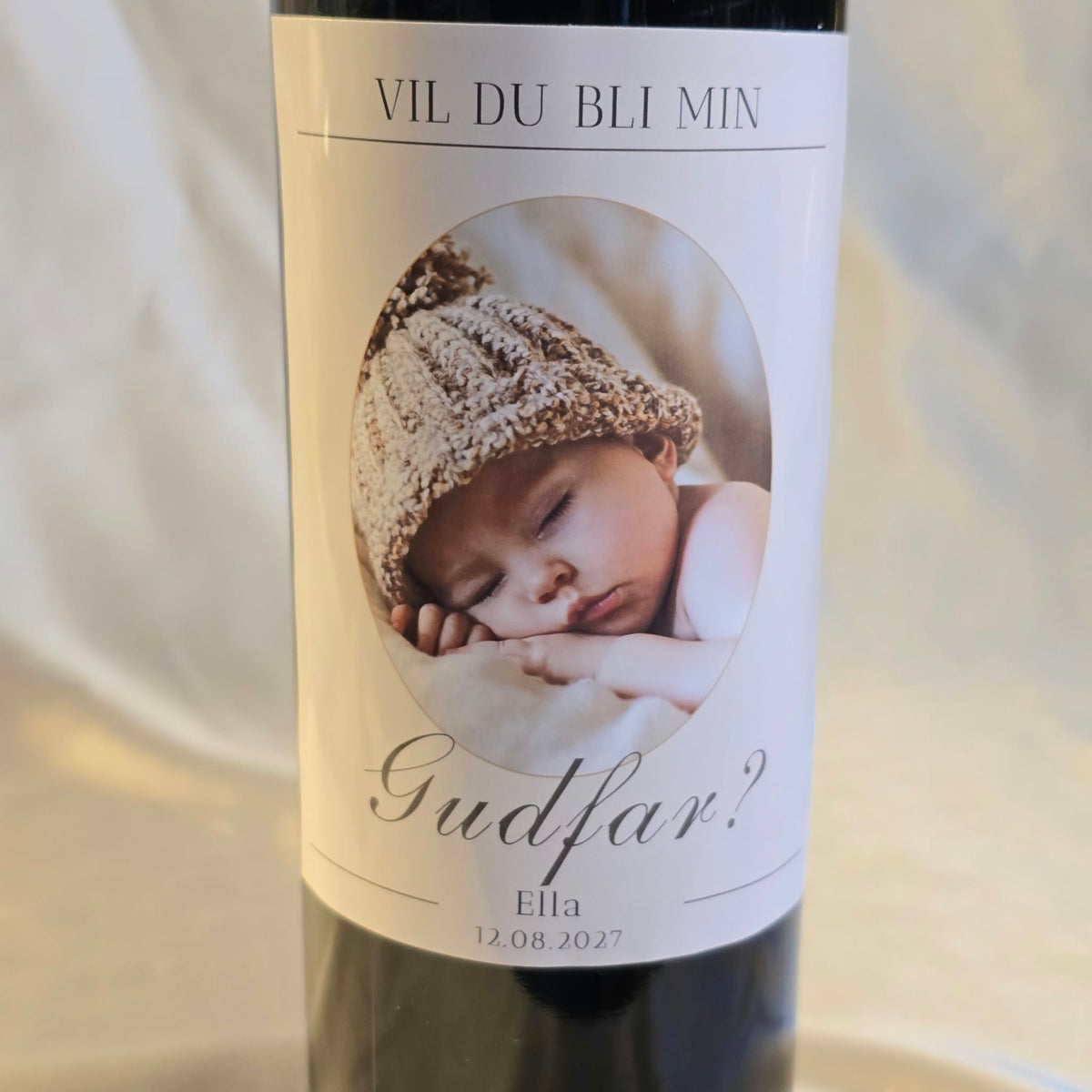 Vinetikett - Vil du bli min gudfar?