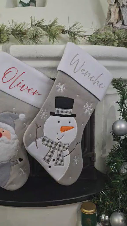 Julestrømpe med navn - Snømann